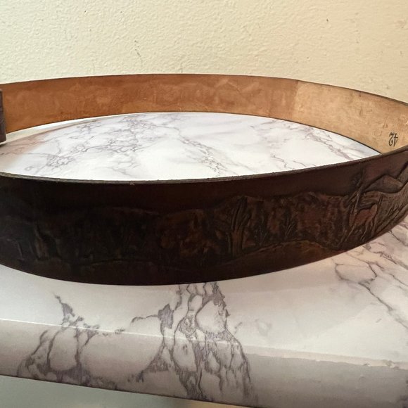 Chicago Terminal B&O Belt Buckle with Tooled Western Brown Belt - Picture 5 of 11